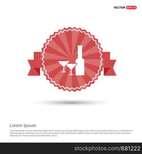 Champagne bottles icon - Red Ribbon banner