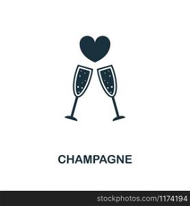 Champagne creative icon. Simple element illustration. Champagne concept symbol design from honeymoon collection. Can be used for mobile and web design, apps, software, print.. Champagne creative icon. Simple element illustration. Champagne concept symbol design from honeymoon collection. Perfect for web design, apps, software, print.