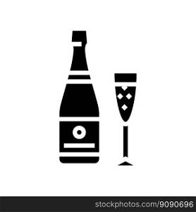 champagne drink bottle glyph icon vector. champagne drink bottle sign. isolated symbol illustration. champagne drink bottle glyph icon vector illustration