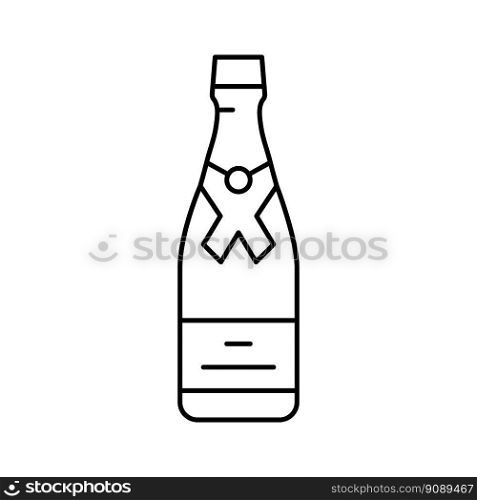 champagne glass bottle line icon vector. champagne glass bottle sign. isolated contour symbol black illustration. champagne glass bottle line icon vector illustration