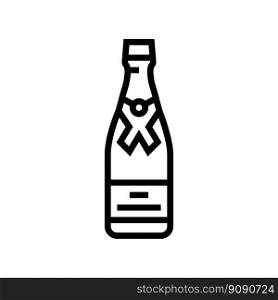 champagne glass bottle line icon vector. champagne glass bottle sign. isolated contour symbol black illustration. champagne glass bottle line icon vector illustration