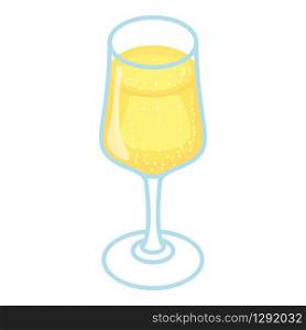 Champagne glass icon. Isometric of champagne glass vector icon for web design isolated on white background. Champagne glass icon, isometric style
