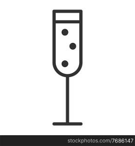 Champagne glass. Simple food icon in trendy line style isolated on white background for web apps and mobile concept. Vector Illustration. EPS10. Champagne glass. Simple food icon in trendy line style isolated on white background for web apps and mobile concept. Vector Illustration
