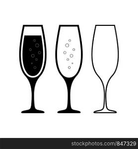 Champagne glasses icons. Champagne glasses set. Vector illustration. Eps10. Champagne glasses icons. Champagne glasses set. Eps10