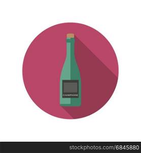 Champagne icon in flat style. Vector flat bottle of wine.