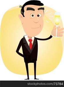 Champagne Party. Illustration of an elegant man drinking champagne to celebrate some successful business, or a holiday event