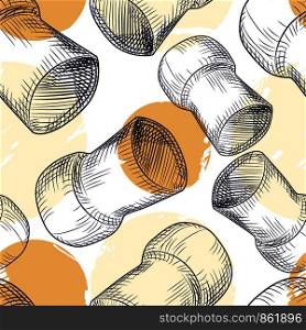 Champagne wine bottle cork seamless pattern. Cork stoppers backdrop. Wrapping paper. Vector illustration. Champagne wine bottle cork seamless pattern. Cork stoppers backdrop.