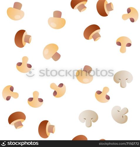Champignon, Edible Mushroom Vector Seamless Pattern Flat Illustration. Champignon, Edible Mushroom Vector Seamless Pattern
