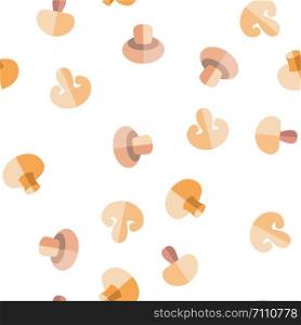Champignon, Edible Mushroom Vector Seamless Pattern Flat Illustration. Champignon, Edible Mushroom Vector Seamless Pattern