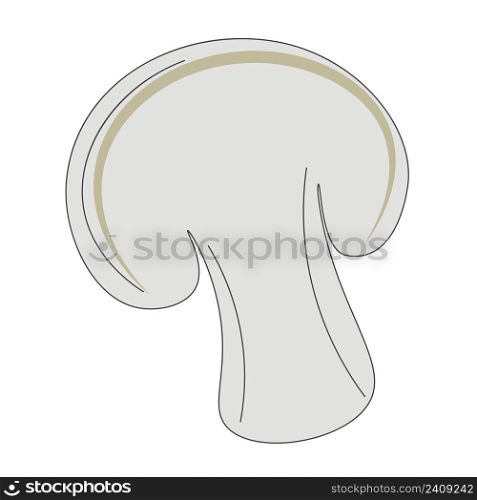 Champignon hand drawn vector illustration. Edible mushroom isolated object. Organic healthy food, mushroom slice. Champignon hand drawn vector illustration