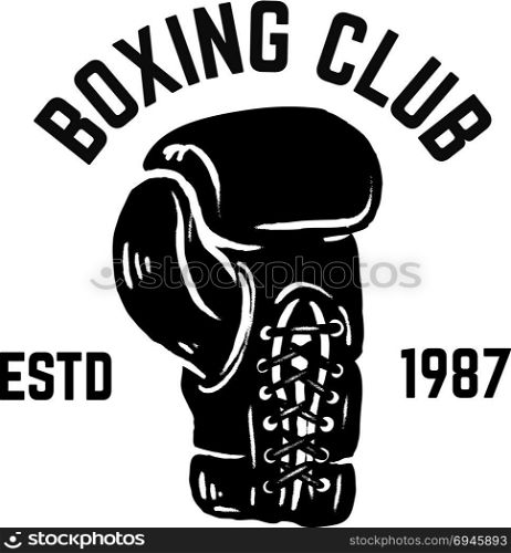 Champion boxing club. Emblem template with boxer gloves. Design element for logo, label, emblem, sign. Vector illustration
