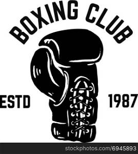 Champion boxing club. Emblem template with boxer gloves. Design element for logo, label, emblem, sign. Vector illustration
