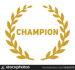 Champion laurel wreath. Golden emblem in ancient greek style isolated on white background. Champion laurel wreath. Golden emblem in ancient greek style