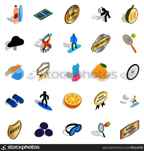 Champion title icons set. Isometric set of 25 champion title vector icons for web isolated on white background. Champion title icons set, isometric style