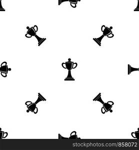 Championship cup pattern repeat seamless in black color for any design. Vector geometric illustration. Championship cup pattern seamless black