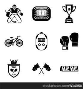 Championship hockey icons set. Simple set of 9 championship hockey vector icons for web isolated on white background. Championship hockey icons set, simple style