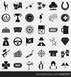 Chance icons set. Simple style of 36 chance vector icons for web for any design. Chance icons set, simple style