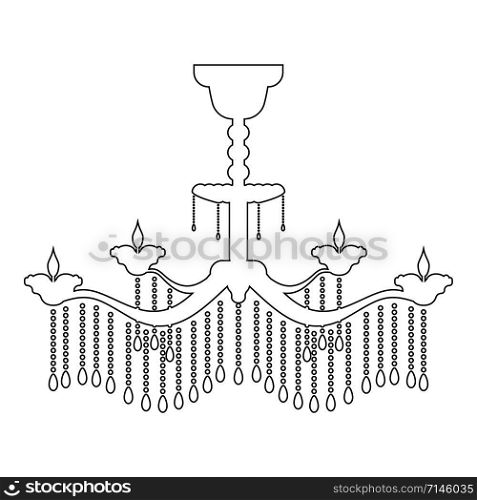 Chandelier icon outline black color vector illustration flat style simple image