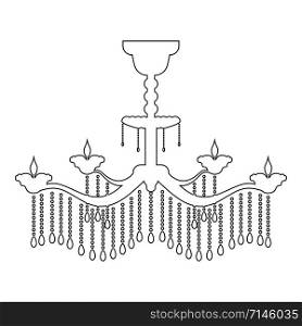 Chandelier icon outline black color vector illustration flat style simple image