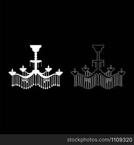 Chandelier icon outline set white color vector illustration flat style simple image