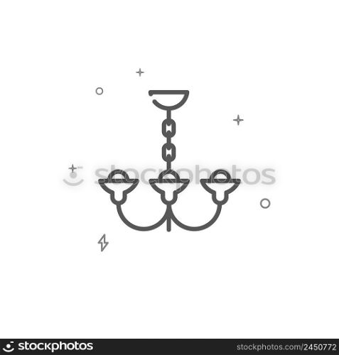 Chandelier with several horns simp≤vector li≠icon. L&symbol,πctogram, sign isolated on white background. Editab≤stroke. Adjust li≠weight.. Chandelier on chain simp≤vector li≠icon. L&symbol,πctogram, sign isolated on white background. Editab≤stroke