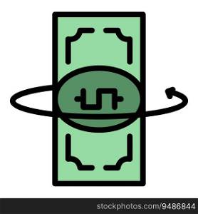 Change money icon outline vector. Send payment. Bank wallet color flat. Change money icon vector flat