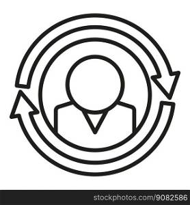 Change person icon outline vector. Human work. Business team. Change person icon outline vector. Human work