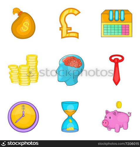 Change purse icons set. Cartoon set of 9 change purse vector icons for web isolated on white background. Change purse icons set, cartoon style