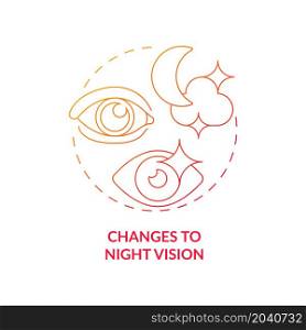 Changes to night vision gradient concept icon. One of major unwanted side effects and risks after lasik eye surgery abstract idea thin line illustration. Vector isolated outline color drawing. Changes to night vision gradient concept icon