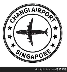 changi airport singapore stamp on white background. changi airport singapore logo. airport stamp sign. Singapore aerodrome symbol.