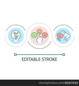 Changing mental state loop concept icon. Emotional stability and health. Psychotherapy program abstract idea thin line illustration. Isolated outline drawing. Editable stroke. Arial font used. Changing mental state loop concept icon