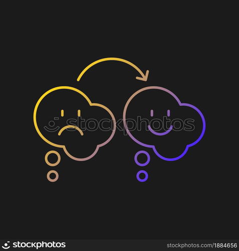 Changing opinion vector icon for dark theme. Different view on subject. Reconsider and change mind. Critical thinking. Thin line color symbol. Modern style pictogram. Vector isolated outline drawing. Changing opinion vector icon for dark theme