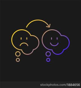 Changing opinion vector icon for dark theme. Different view on subject. Reconsider and change mind. Critical thinking. Thin line color symbol. Modern style pictogram. Vector isolated outline drawing. Changing opinion vector icon for dark theme
