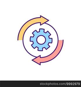 Changing rules settings RGB color icon. Contract management status changing. Signing agreement documents between countries. Providing services for both sides. Isolated vector illustration. Changing rules settings RGB color icon