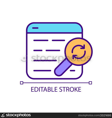 Changing search engines to protect personal data RGB color icon. Safe internet surfing. Cyber protection technology. Isolated vector illustration. Simple filled line drawing. Editable stroke. Changing search engines to protect personal data RGB color icon