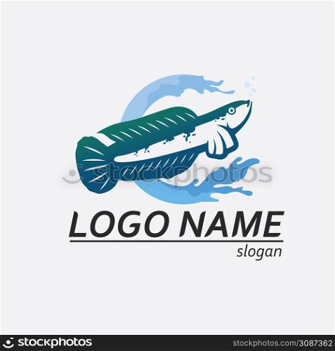 Channa Snakehead fish, Predator Fish, animal underwater design, logo, and illustration