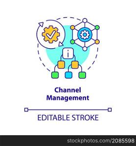 Channel management concept icon. Real estate promoting system abstract idea thin line illustration. Isolated outline drawing. Editable stroke. Roboto-Medium, Myriad Pro-Bold fonts used. Channel management concept icon