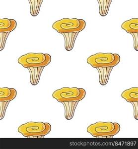 Chanterelles. Autumn motives. Seamless pattern with forest mushrooms. Illustration in hand draw style. Can be used for fabric and etc. Autumn mood. Illustration in hand draw style. Seamless pattern