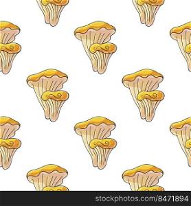 Chanterelles. Seamless pattern with forest mushrooms. Illustration in hand draw style. Autumn motives. Can be used for fabric, packaging, wrapping and etc. Autumn mood. Illustration in hand draw style. Seamless pattern