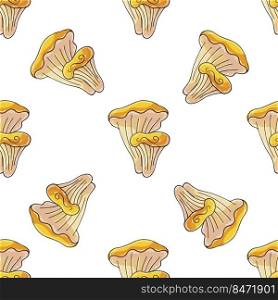 Chanterelles. Seamless pattern with forest mushrooms. Illustration in hand draw style. Autumn motives. Can be used for fabric. Autumn mood. Illustration in hand draw style. Seamless pattern