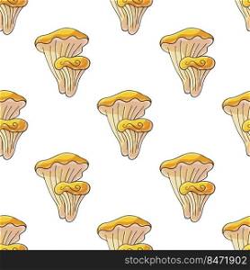 Chanterelles. Seamless pattern with forest mushrooms. Illustration in hand draw style. Autumn motives. Can be used for fabric, packaging, wrapping paper and etc. Autumn mood. Illustration in hand draw style. Seamless pattern