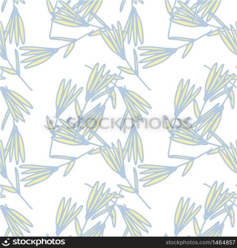 Chaotic little forest flowers seamless pattern on white background. Floral wallpaper. Design for fabric, textile print, wrapping paper, cover. Doodle style vector illustration.. Chaotic little forest flowers seamless pattern on white background. Floral wallpaper.