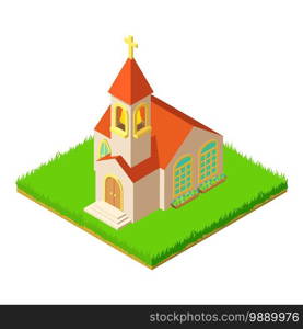 Chapel icon. Isometric illustration of chapel vector icon for web. Chapel icon, isometric style