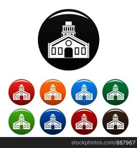 Chapel icons set 9 color vector isolated on white for any design. Chapel icons set color