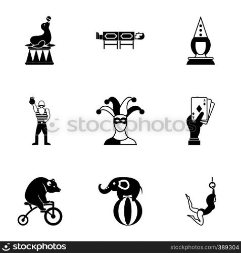 Chapiteau icons set. Simple illustration of 9 chapiteau vector icons for web. Chapiteau icons set, simple style