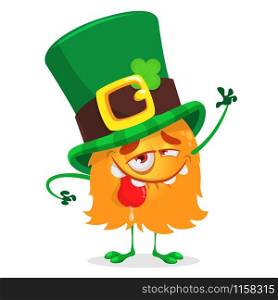Character Cartoon happy leprechaun monster character. Vector modern flat design icon on Saint Patrick&rsquo;s Day character. Irish party art