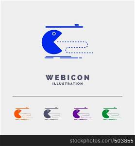 Character, computer, game, gaming, pacman 5 Color Glyph Web Icon Template isolated on white. Vector illustration. Vector EPS10 Abstract Template background