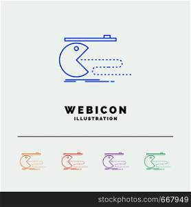 Character, computer, game, gaming, pacman 5 Color Line Web Icon Template isolated on white. Vector illustration. Vector EPS10 Abstract Template background