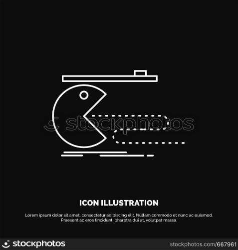 Character, computer, game, gaming, pacman Icon. Line vector symbol for UI and UX, website or mobile application. Vector EPS10 Abstract Template background