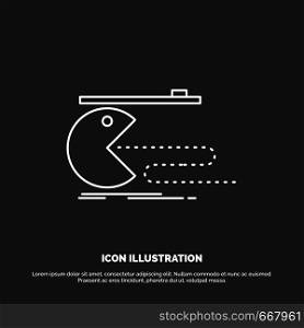 Character, computer, game, gaming, pacman Icon. Line vector symbol for UI and UX, website or mobile application. Vector EPS10 Abstract Template background